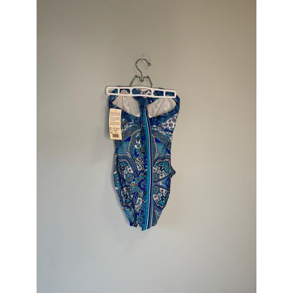 NWT Gottex Blue and White Pattern One Piece Swimsuit - Picture 7 of 8